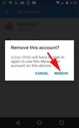 A dialog box will ask for your confirmation to remove account.