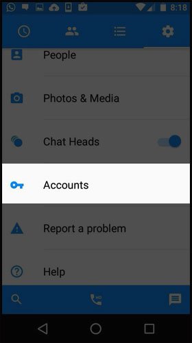 Now tap on Accounts option.