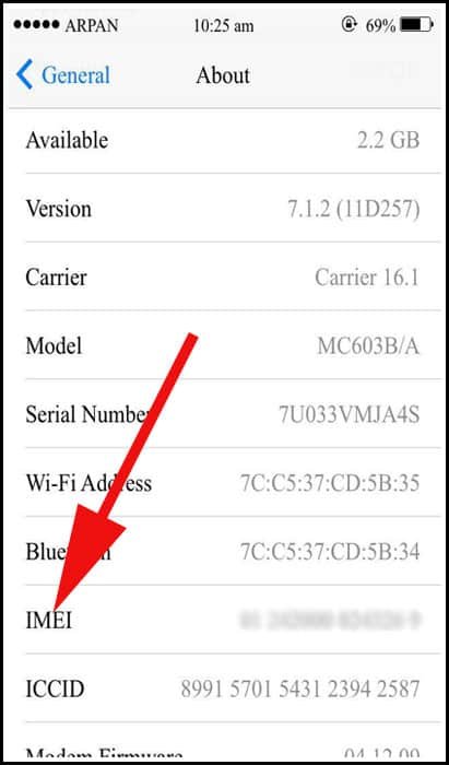 IMEI Number on iPhone