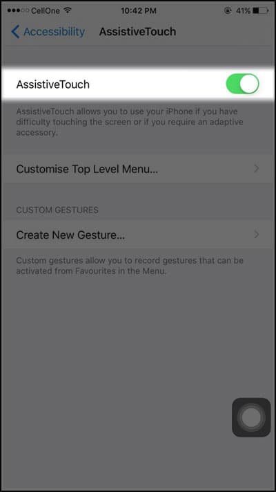Toggle on Assistive TouchToggle on Assistive Touch