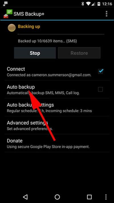 Tap on AutoBackup