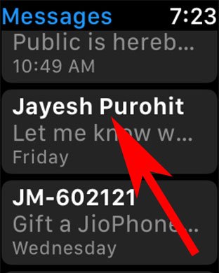 Choose Conversation in Message App on Apple Watch