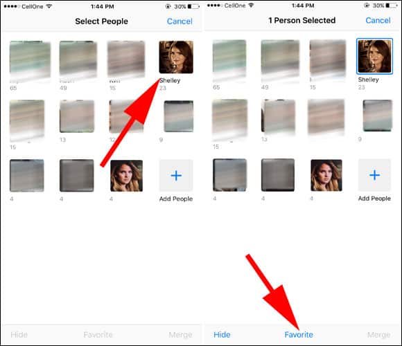 Select Person and Tap on Favorite