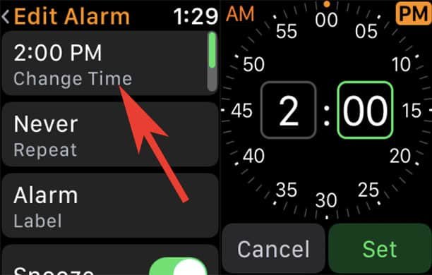 Change Alarm Time in Clock App on Apple Watch