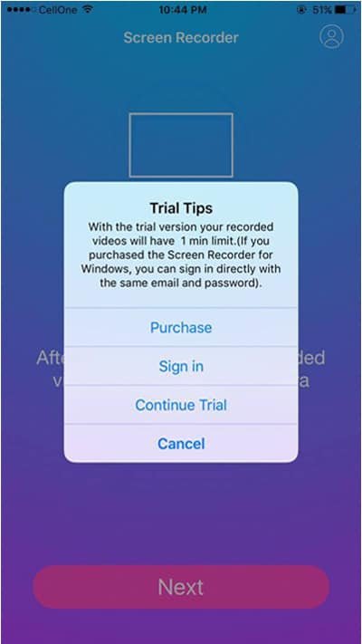 Sigin and Start Recording iPhone Screen