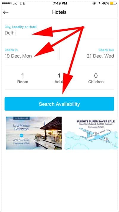 Enter Details to Search Hotels