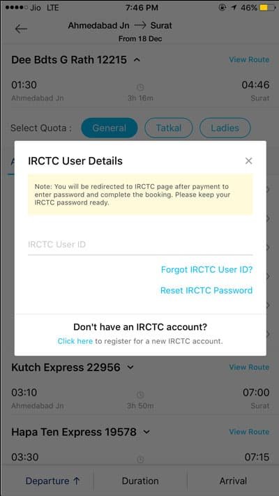 Enter IRCTC Details