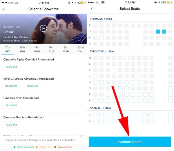 Select theater and Seats