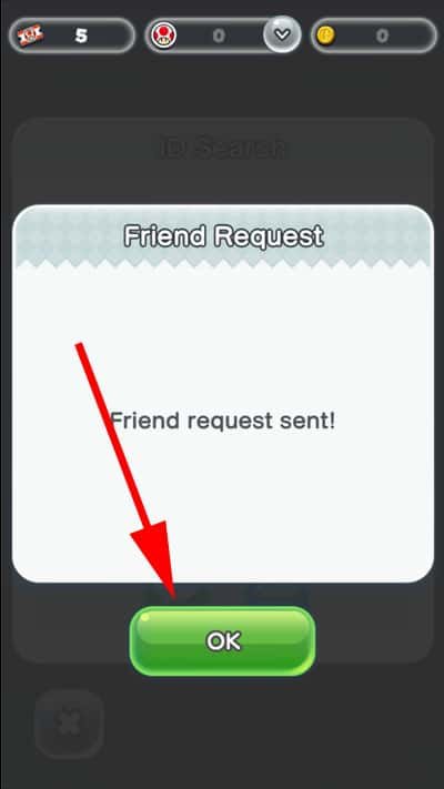 Tap on OK to confirm Request Sent