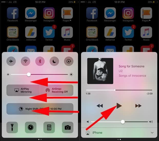 Swipe left to access music preferences