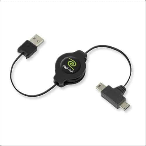 ReTrak Retractable Dual-Tip Micro and Mini USB Cable