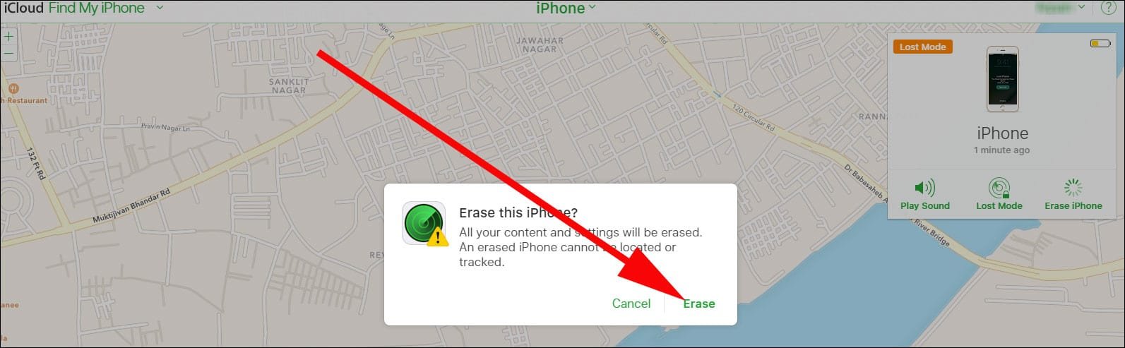 Click on Erase again and Confirm your Action