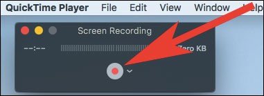 Click on record button in QuickTime