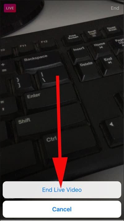Confirm your action by tapping on End Live Video button