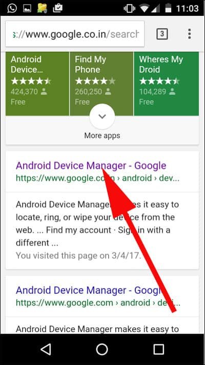 Tap on Android Device Manager