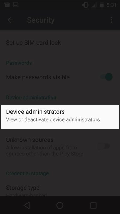 Tap on Device Administrators