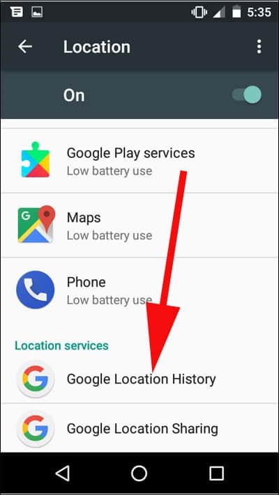 Tap on Google Location History