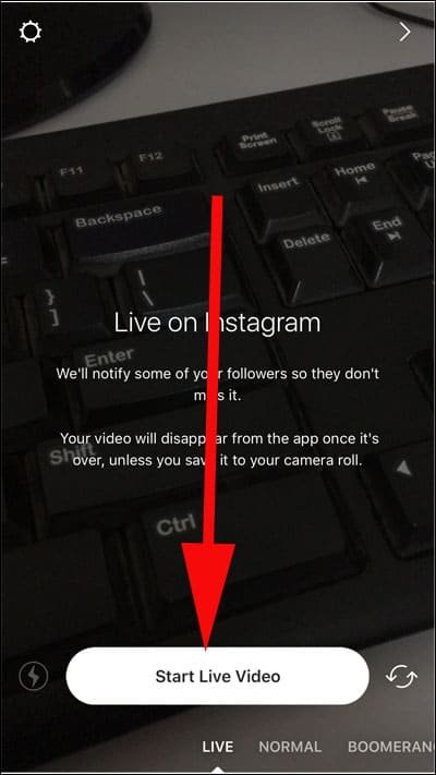 Tap on Start Live Video Button