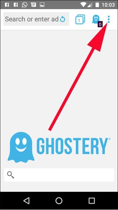 Tap on three vertical dots on Ghostery browser