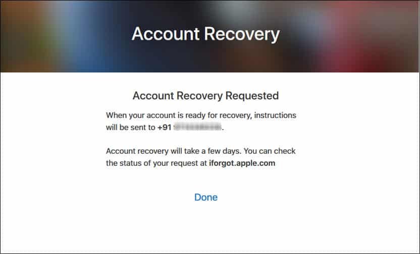 Account Recovery Request Message.