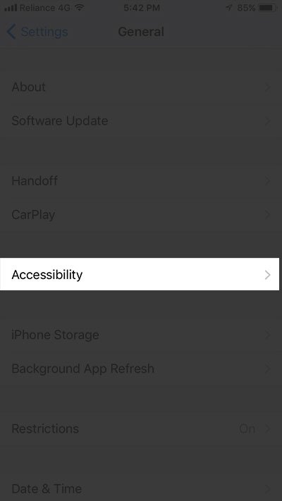 Tap on Accessibility