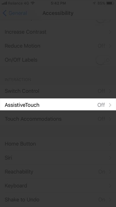 Tap on AssistiveTouch