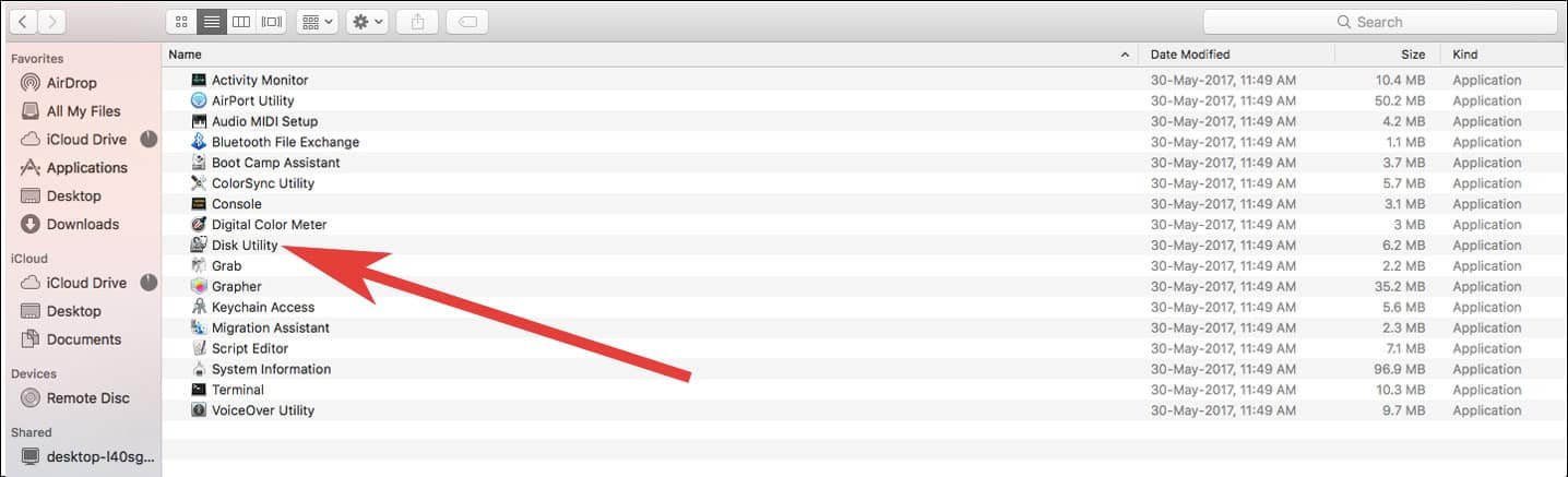 Click on Disk Utilities
