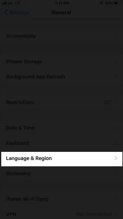 Select Language and Region