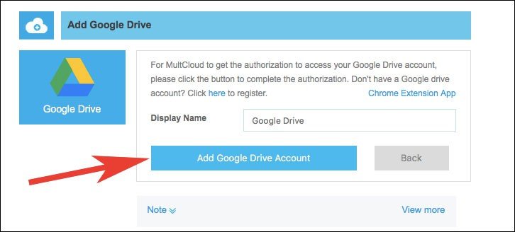 Click on Add Google Drive Account