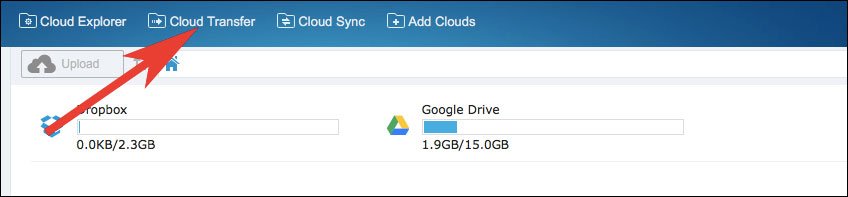 Click on Cloud Transfer