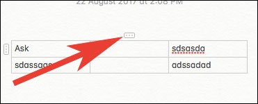 Click on ellipses to delete column from notes app