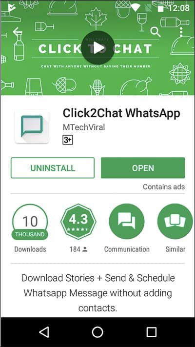 Download and Open Click2Chat WhatsApp