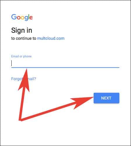 Enter Google Drive Details and Click on Next