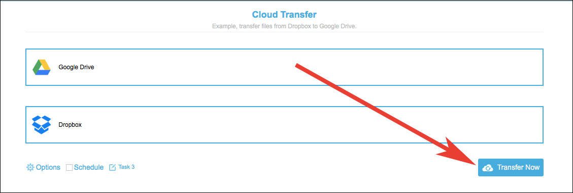 Finally click on Transfer now