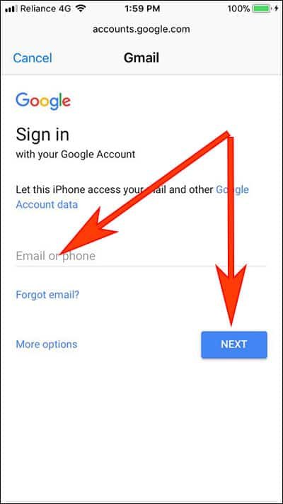 Enter Email ID and Tap on Next