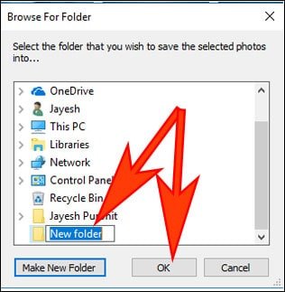 Enter Folder Name and Click on OK