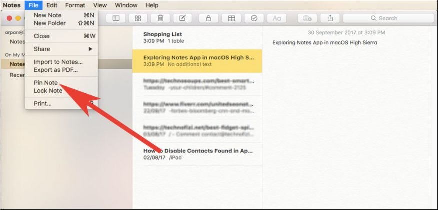 How to Pin Notes in macOS High Sierra on Mac/MacBook Pro/Air