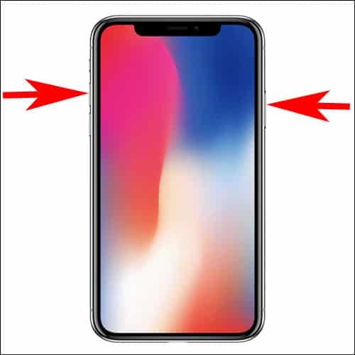 Press Slide Button and Volume UP button to take screen shot on iPhone X