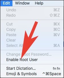 Click on Enable Root User Account on Mac