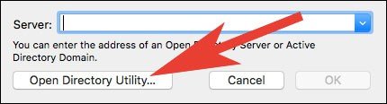 Click on Open Directory Utility button