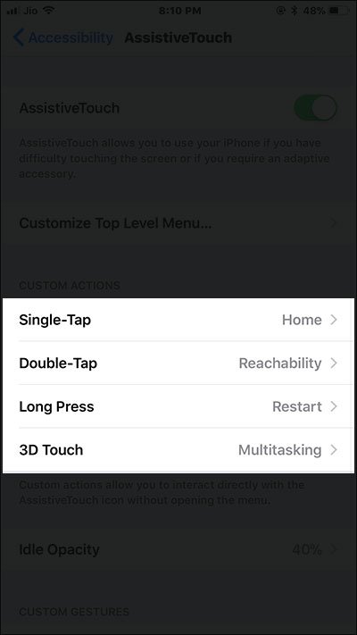 Customize Action Icons on AssistiveTouch