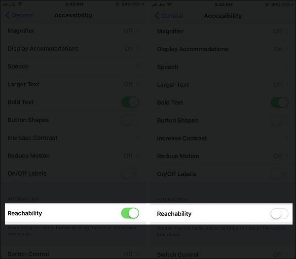 Disable Reachability on iPhone