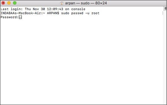 Enter Mac Password in Terminal