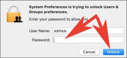 Enter Mac Password to Unlock System Preferences