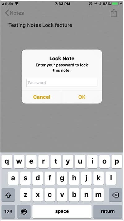 Enter Password or Use Touch ID to Lock Notes in iPhone and iPad