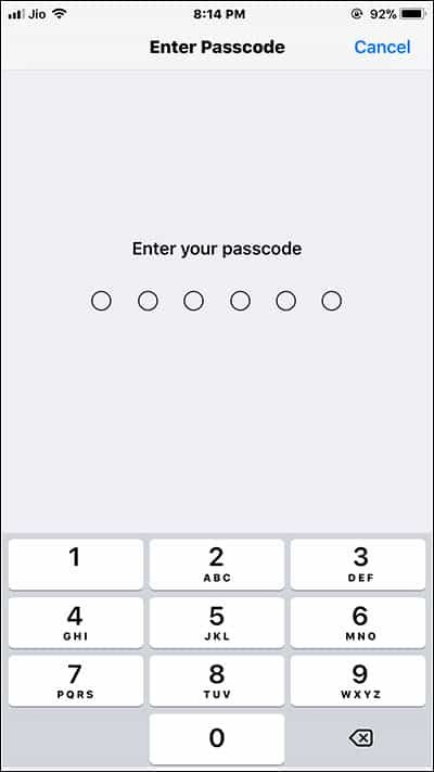 Enter you Passcode