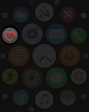 Open Heart Rate App in Apple Watch