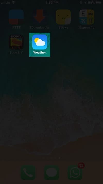 Open Weather app on your iPhone or iPad