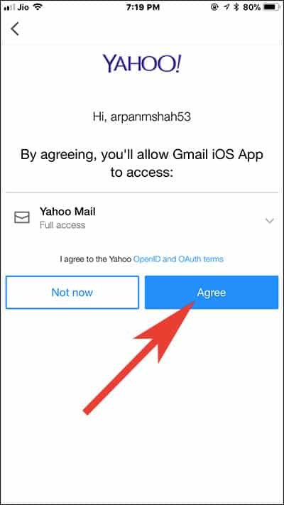 Allow Gmail App to access your third Party Email Account on iPhone and iPad