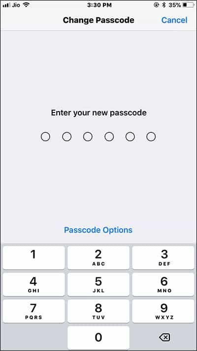 Enter New Passcode for iPhone and iPad which you can remember easily